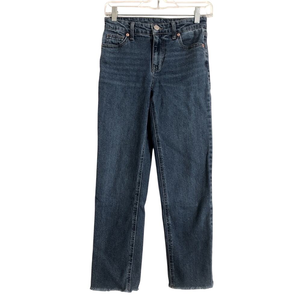 Target Wild Fable Blue Denim Mid Rise Cut Off Straight Leg Pants Jeans 0
